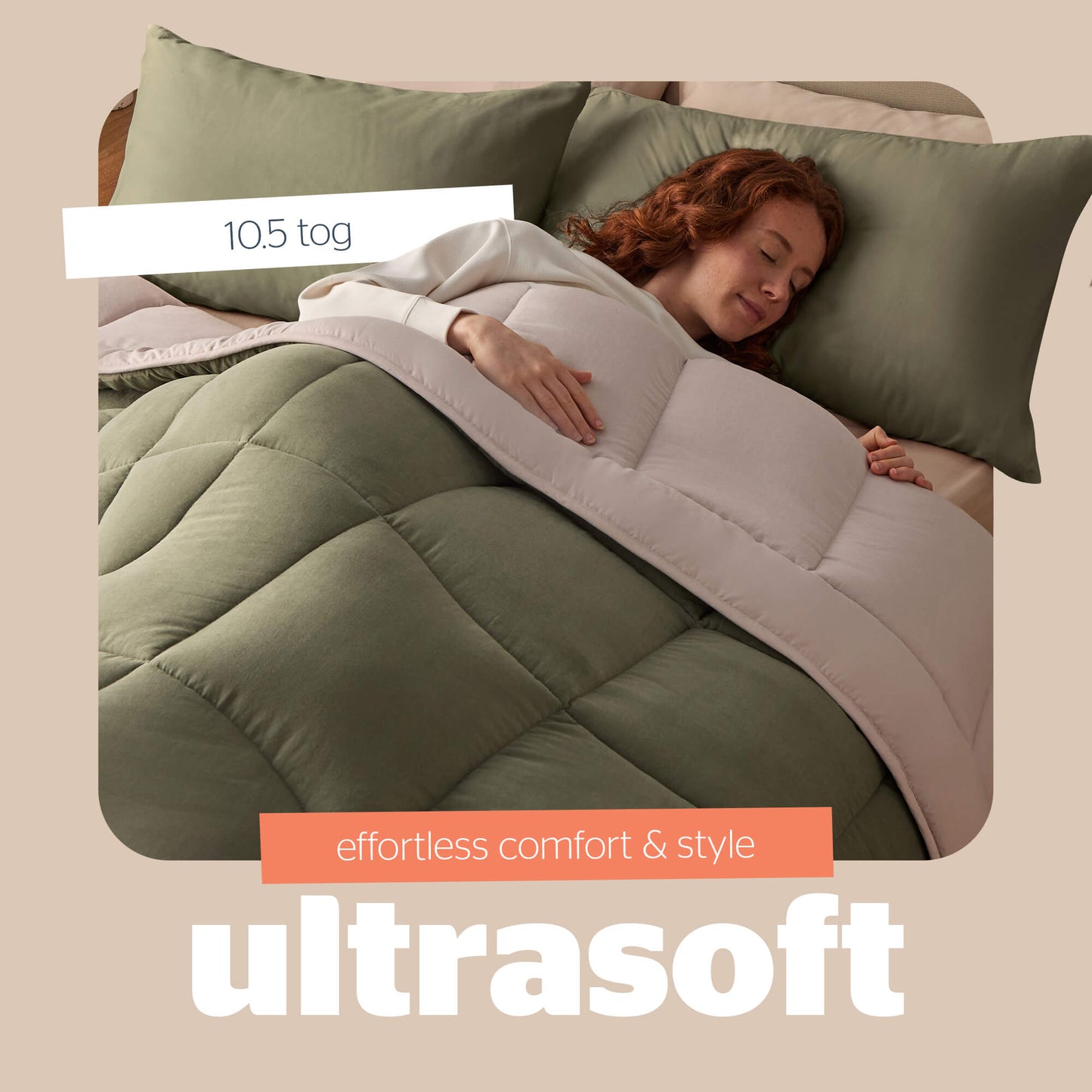 Silentnight Olive Green Reversible Coverless 10.5 Tog Duvet Set