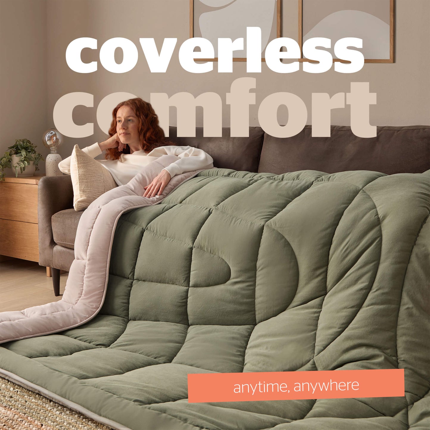 Silentnight Olive Green Reversible Coverless 10.5 Tog Duvet Set