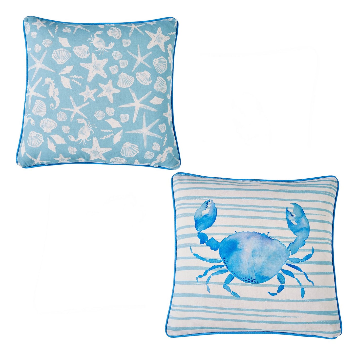 Crab Sea Foam Blue Reversible Outdoor Cushion (43cm x 43cm)