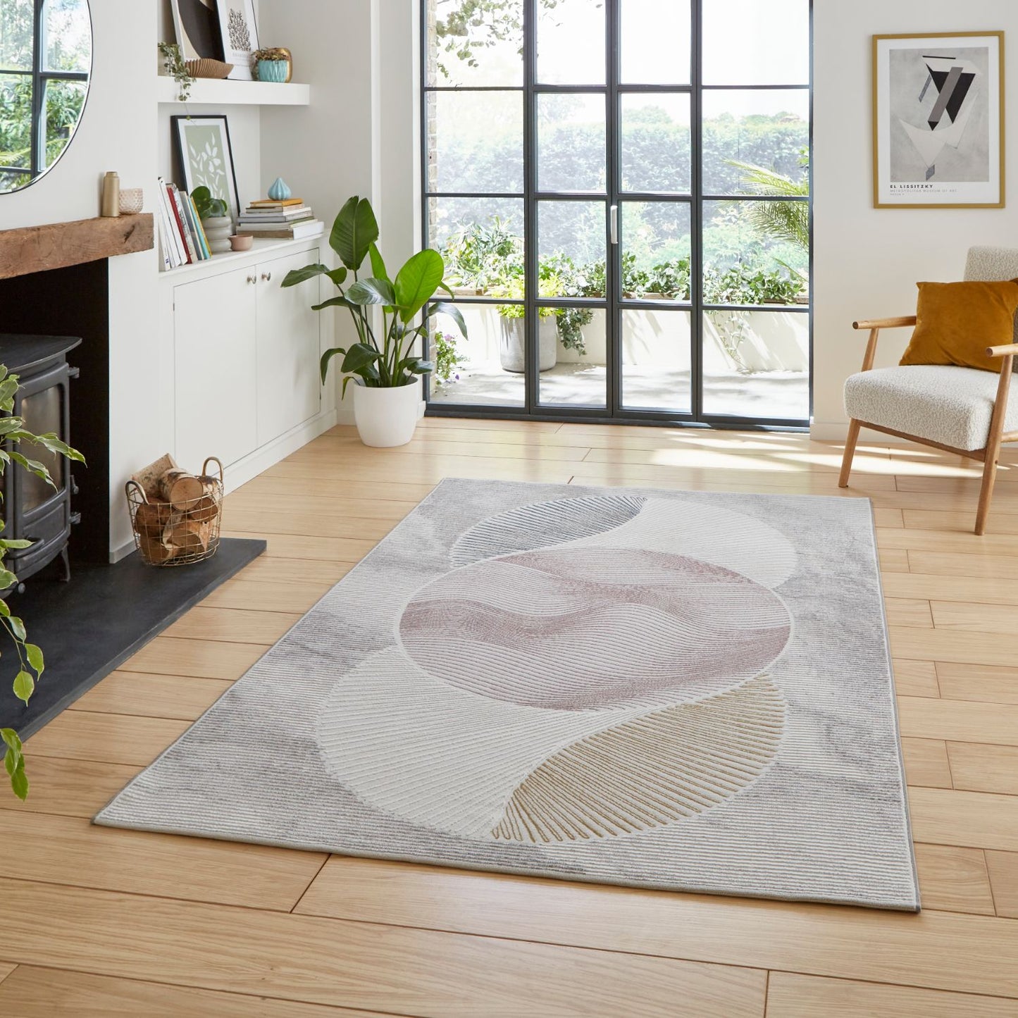 Creation 50097 Pink and Blue Modern Geometric Rug