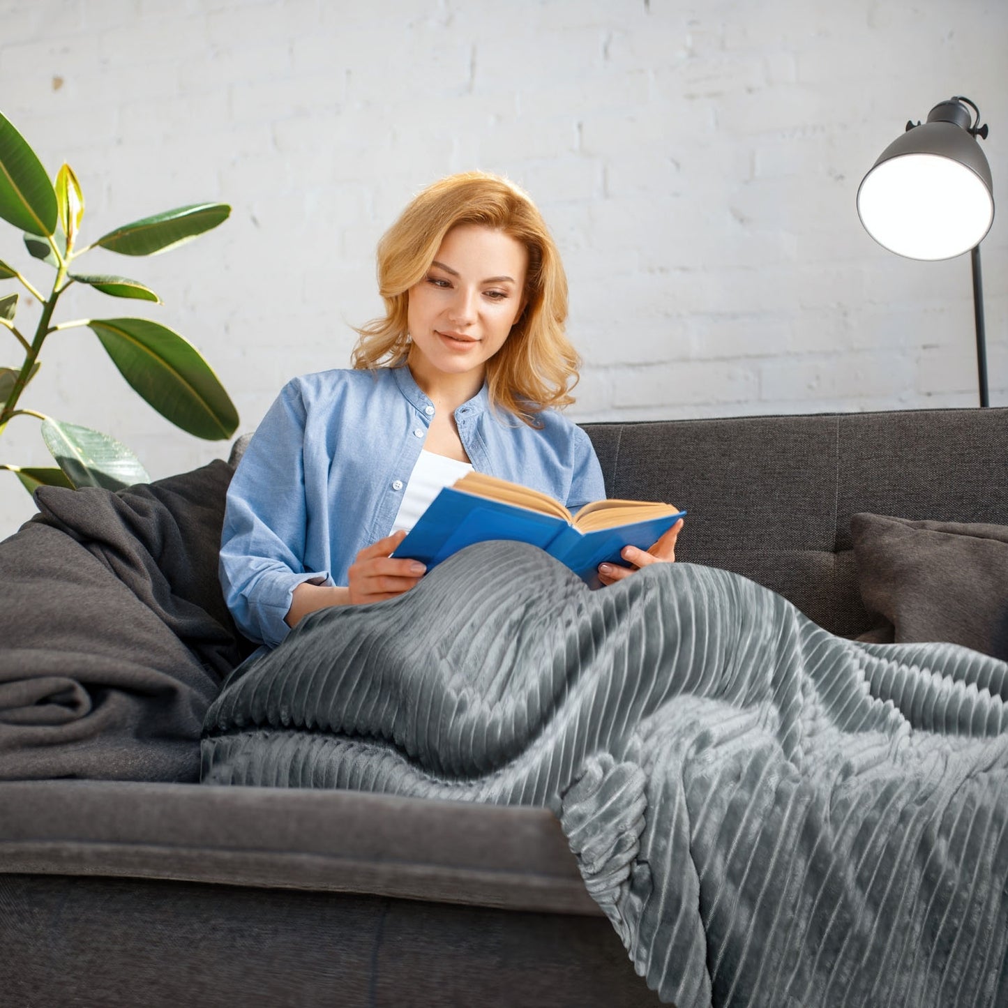 Dakota Charcoal Flannel Soft Fleece Blanket Throw