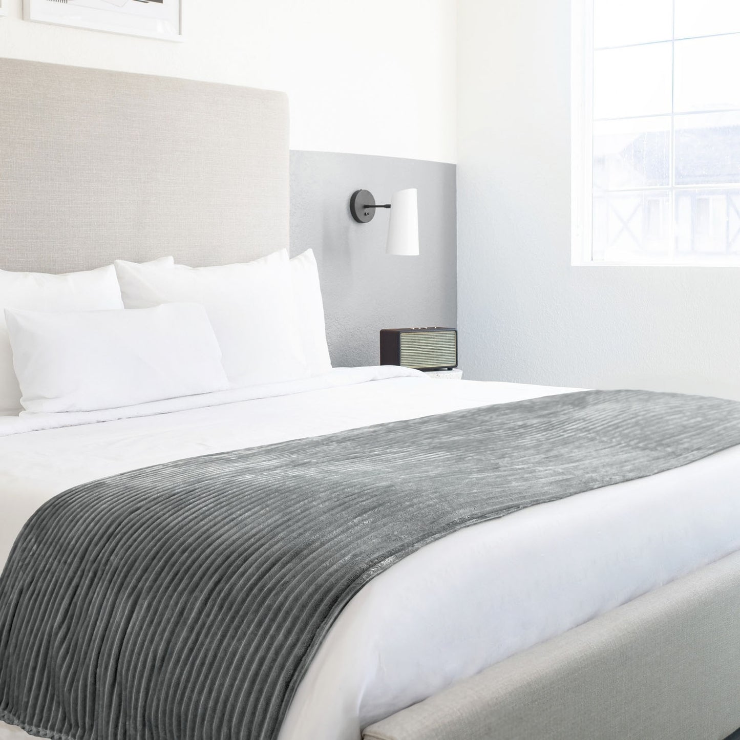 Dakota Charcoal Flannel Soft Fleece Blanket Throw