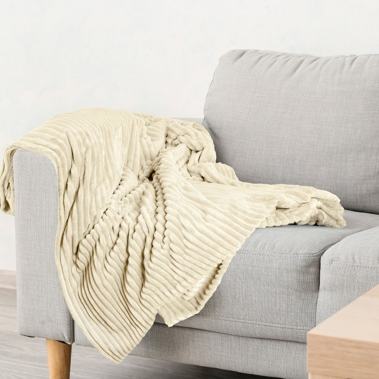 Dakota Cream Flannel Fleece Soft Blanket Throw