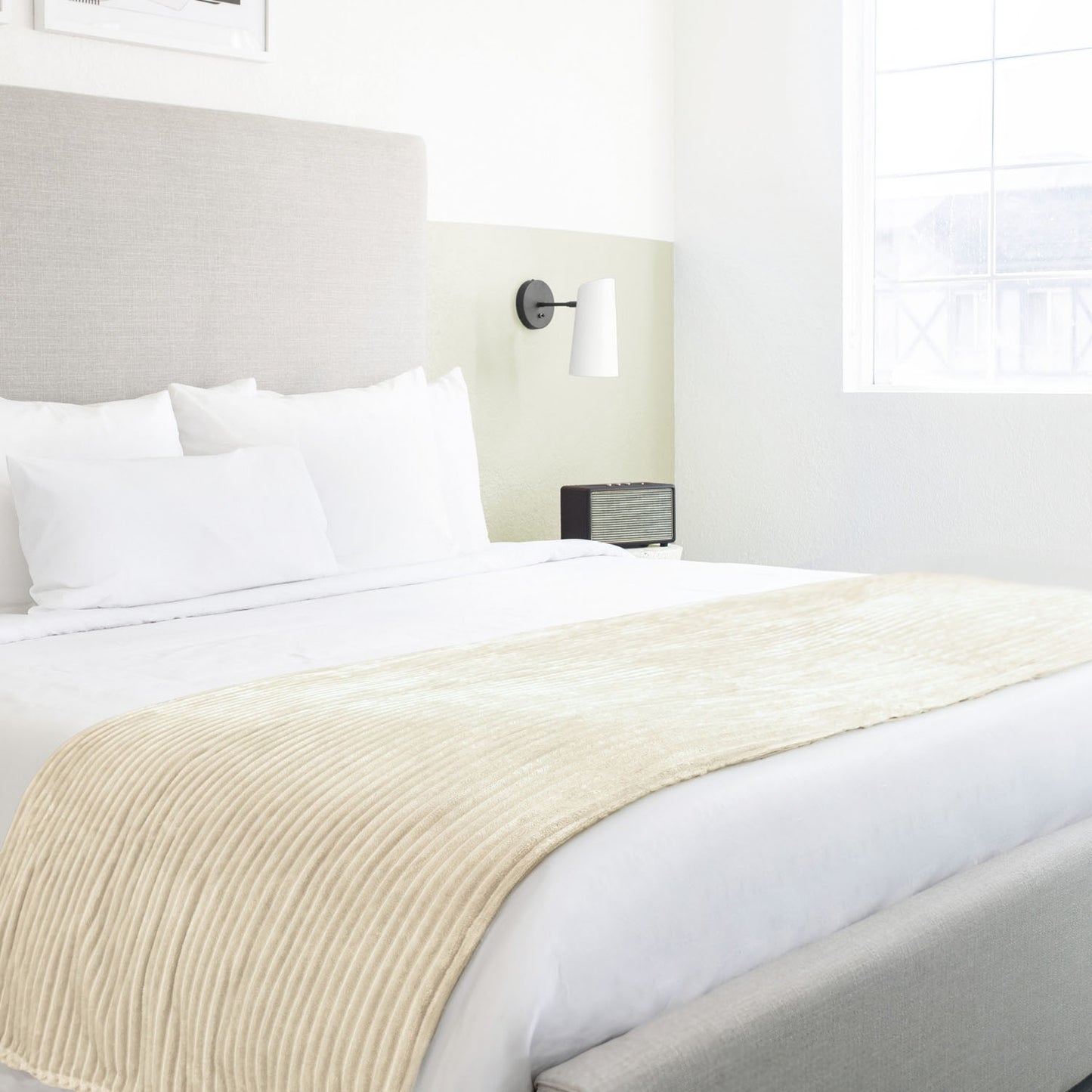 Dakota Cream Flannel Fleece Soft Blanket Throw