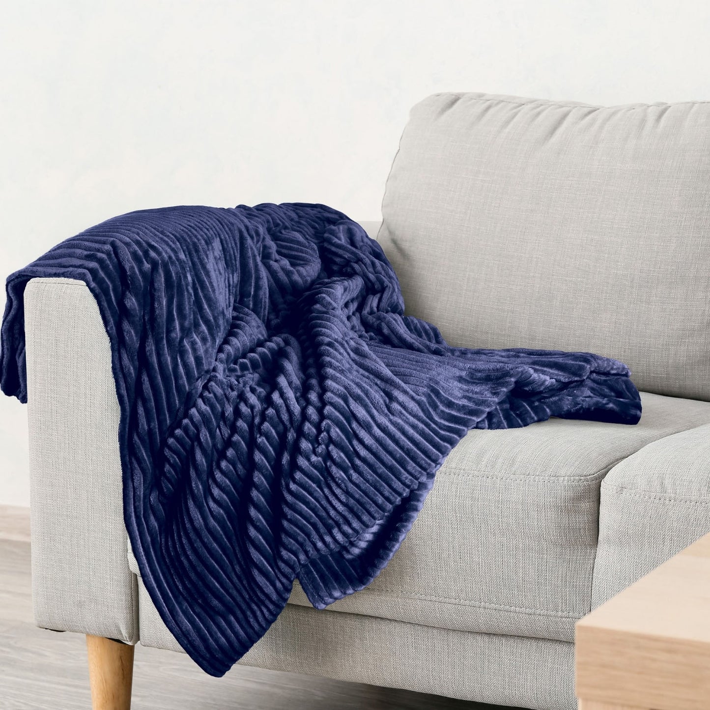 Dakota Navy Flannel Fleece Soft Blanket Throw
