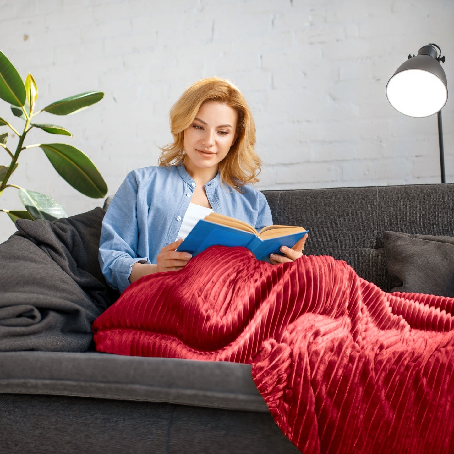 Dakota Red Flannel Fleece Soft Blanket Throw