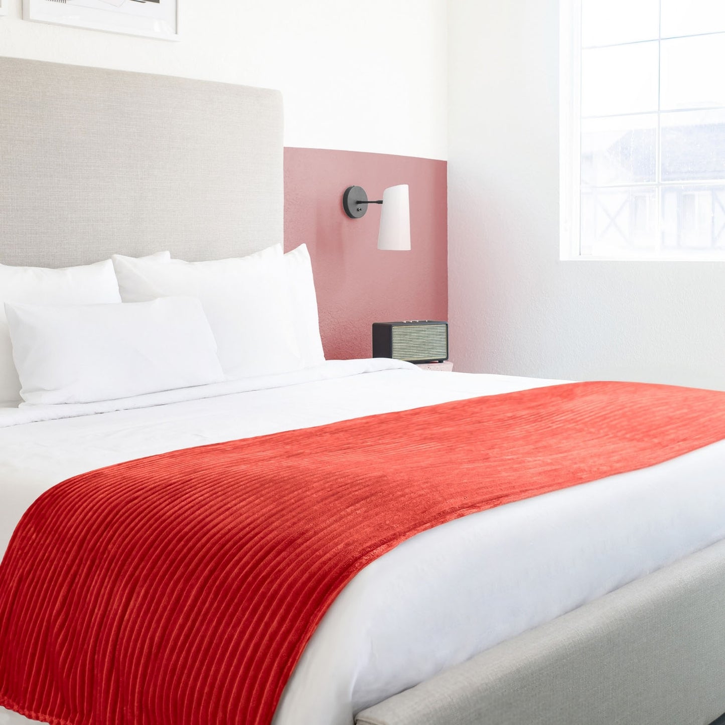 Dakota Red Flannel Fleece Soft Blanket Throw