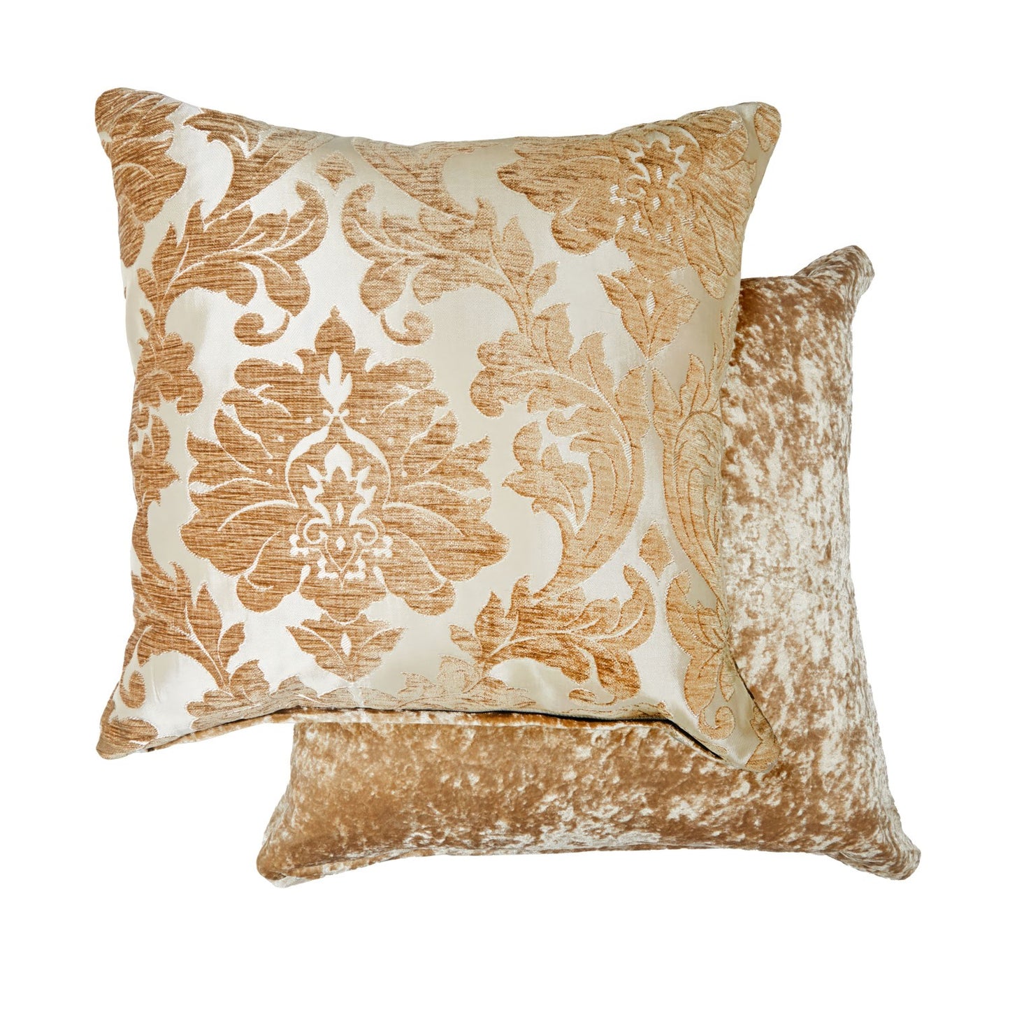 Damask Coffee Chenille Jacquard Cushion Cover Pair (43cm x 43cm)