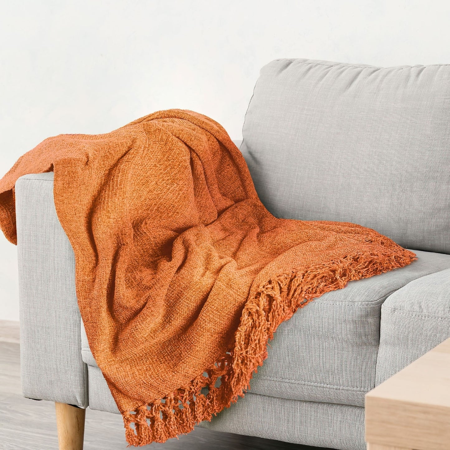 Darcy Burnt Orange Chenille Throw