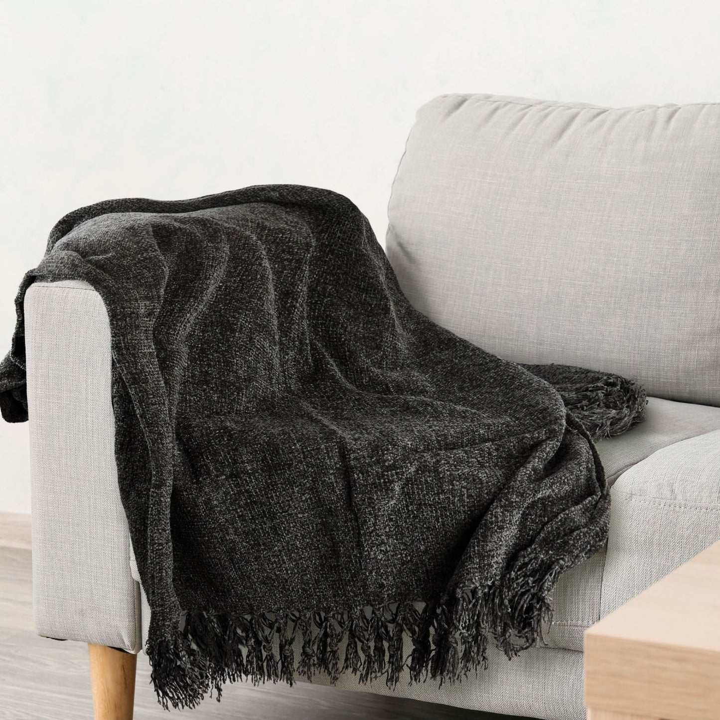 Darcy Charcoal Chenille Throw