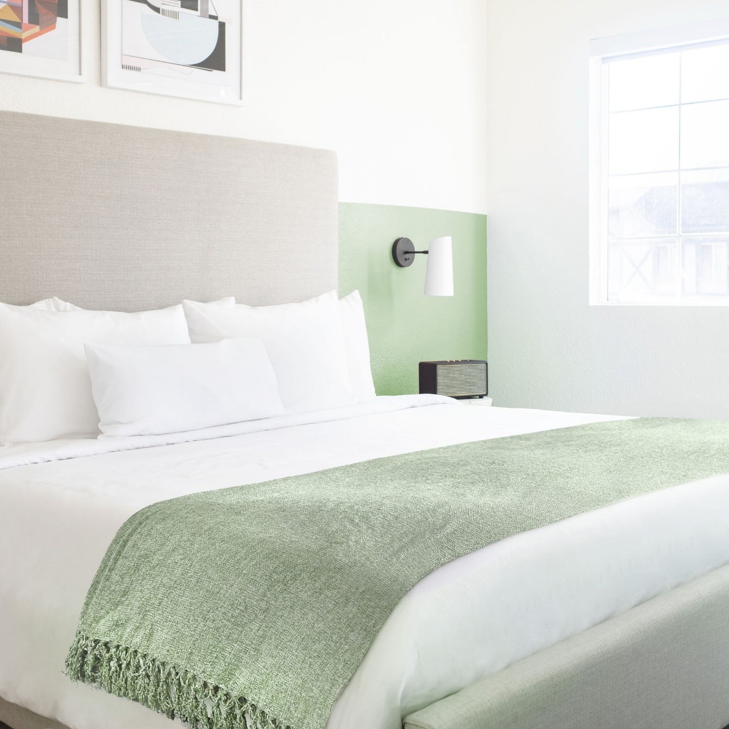 Darcy Meadow Green Chenille Throw