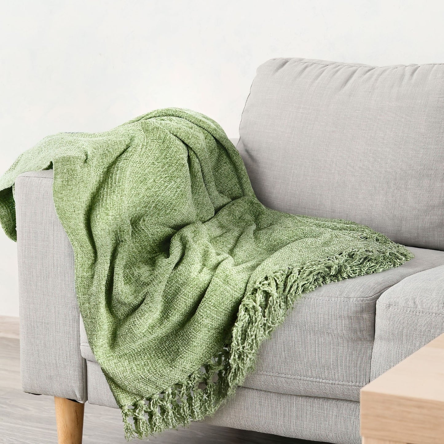 Darcy Meadow Green Chenille Throw