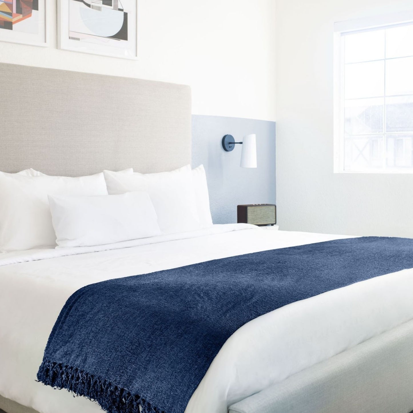 Darcy Navy Blue Chenille Throw