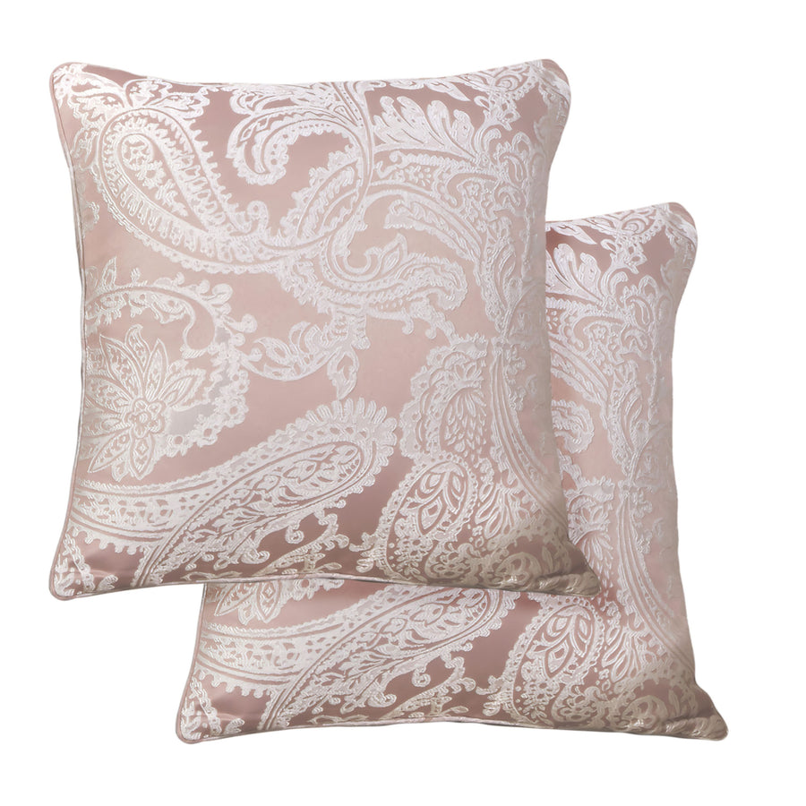 Duchess Blush Pink Jacquard Cushion Cover Pair (43cm x 43cm)