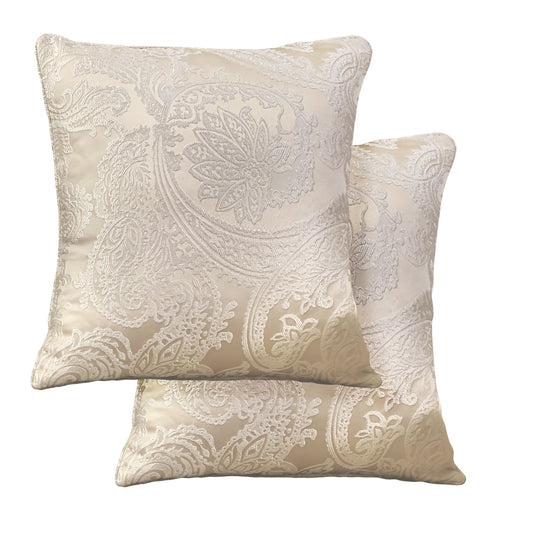 Duchess Cream Jacquard Cushion Cover Pair (43cm x 43cm)