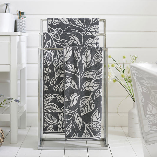 Deyongs Grey Mixed Leaves Towels