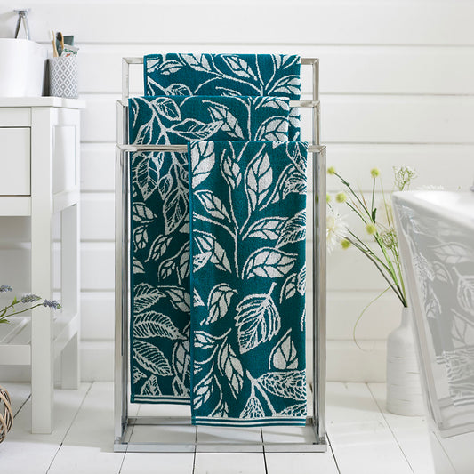 Deyongs Teal Mixed Leaves Towels