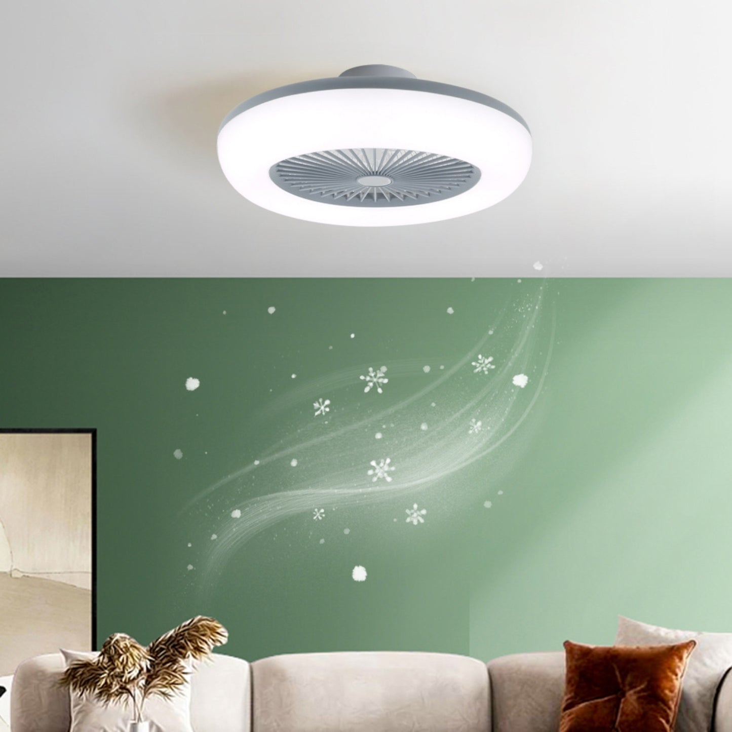 White Adjustable Round Ceiling Fan Light