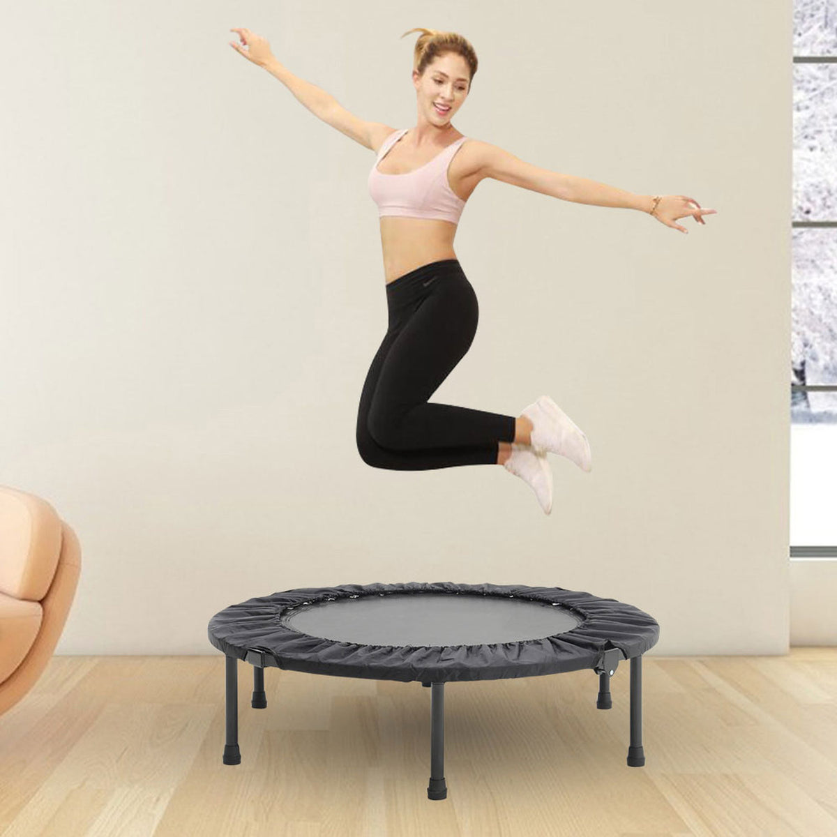 38 Inch Indoor Foldable Fitness Trampoline 100kg