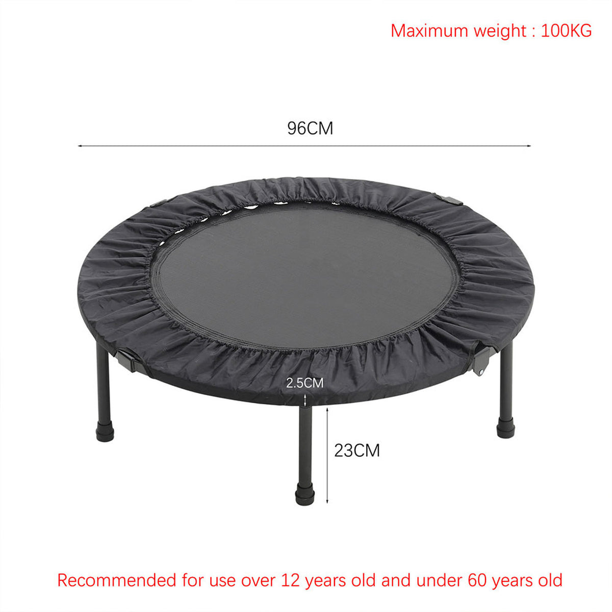 38 Inch Indoor Foldable Fitness Trampoline 100kg