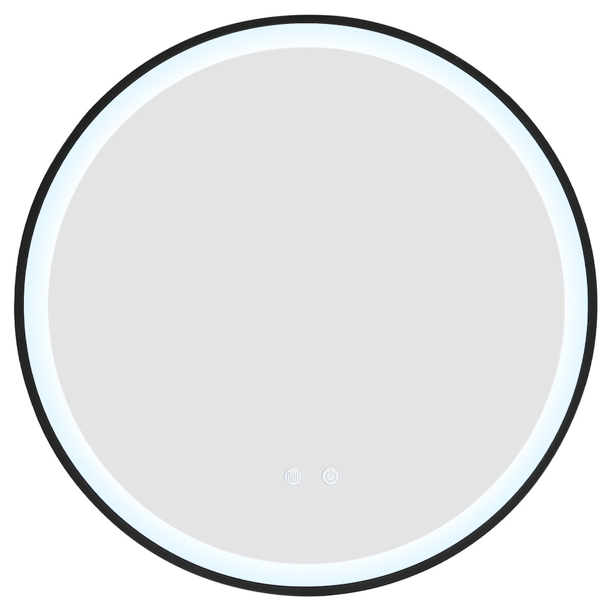 Round Black Metal Frame LED Bathroom Wall Mirror 60cm