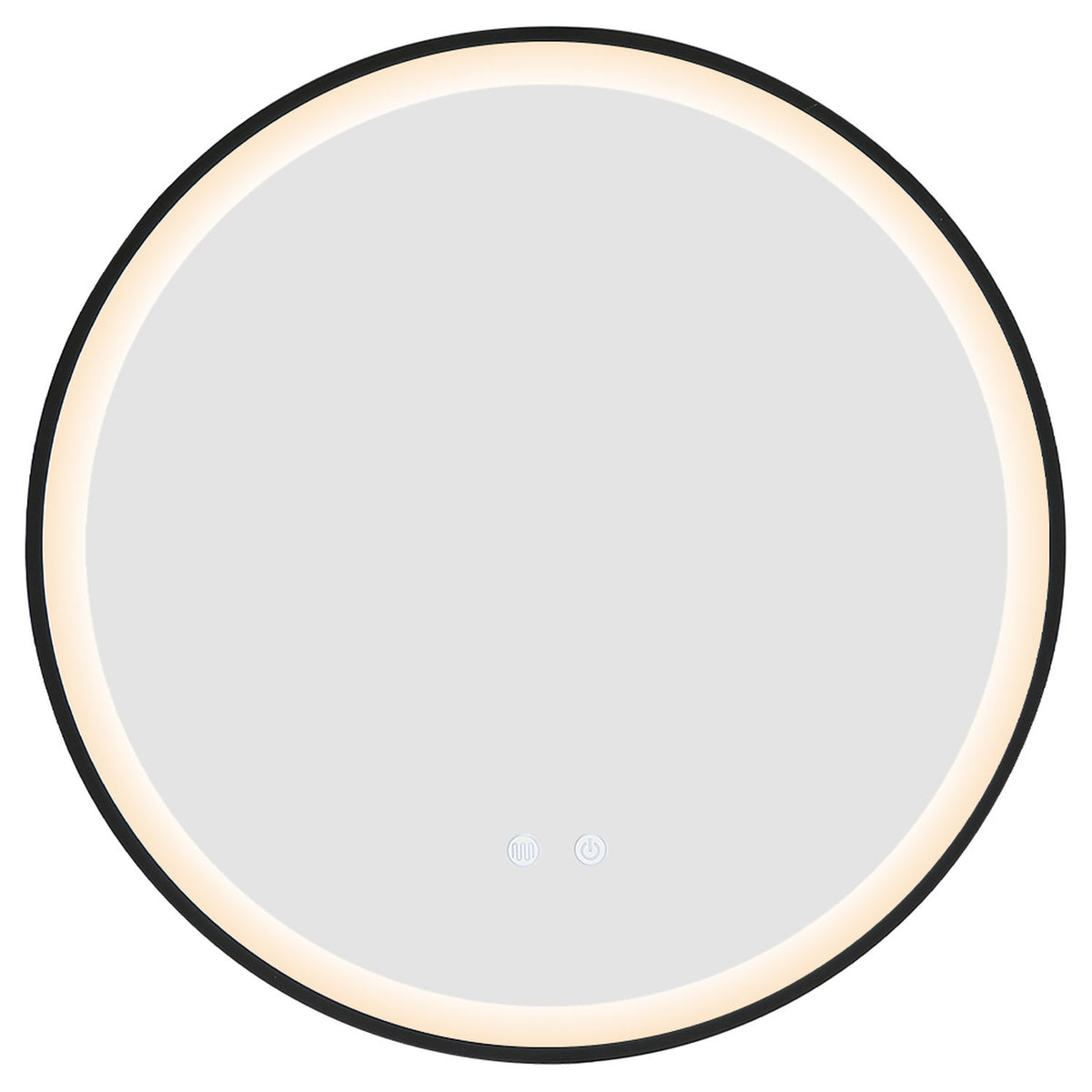 Round Black Metal Frame LED Bathroom Wall Mirror 60cm