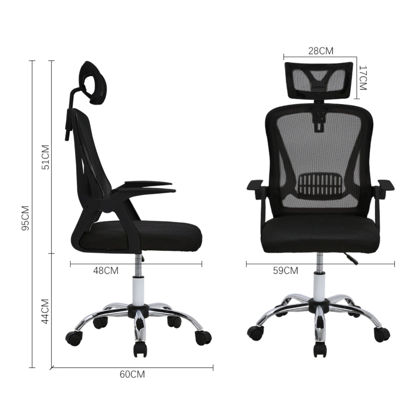 Ergonomic Mesh Office Chair Black with Headrest