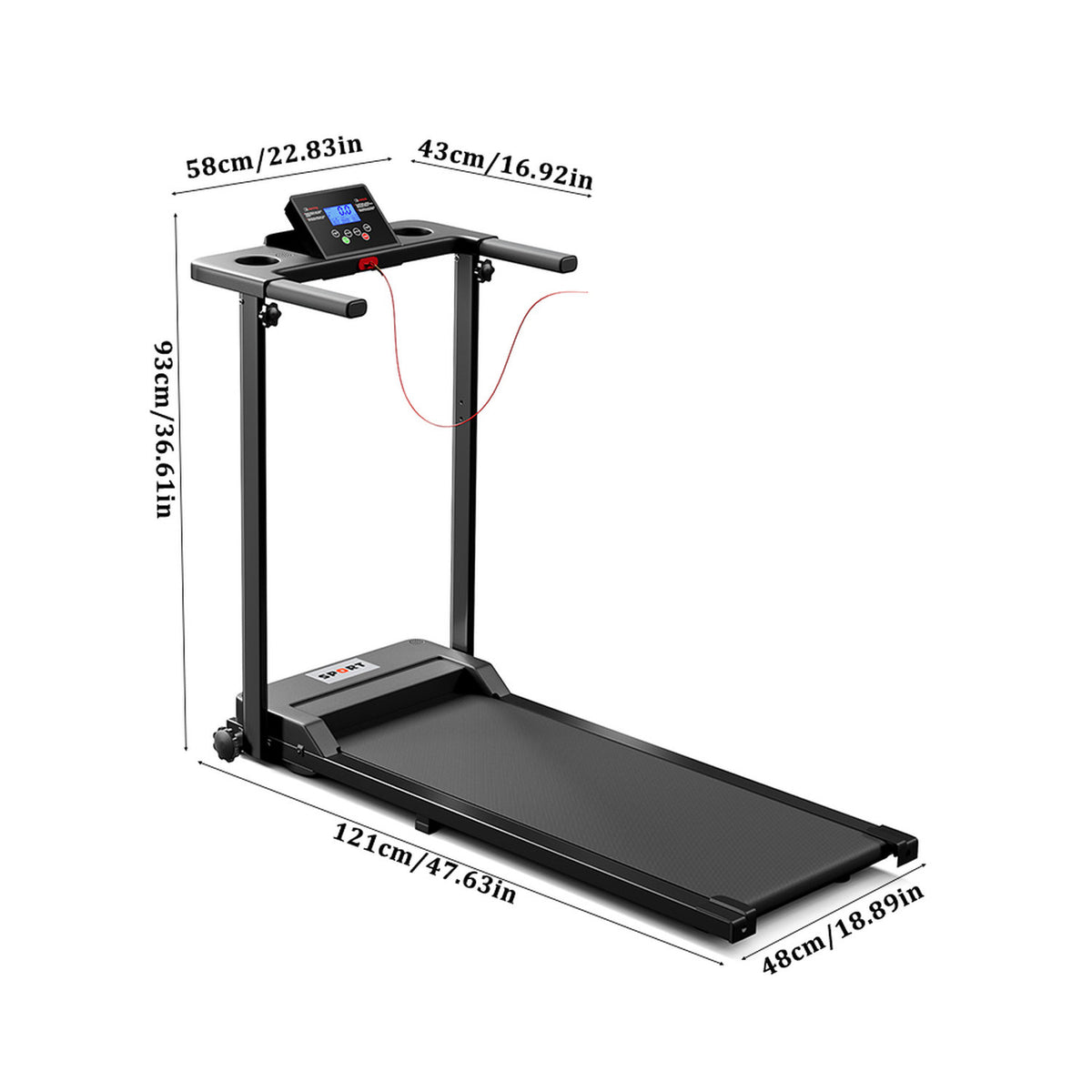 Foldable Indoor Black Electric Treadmill