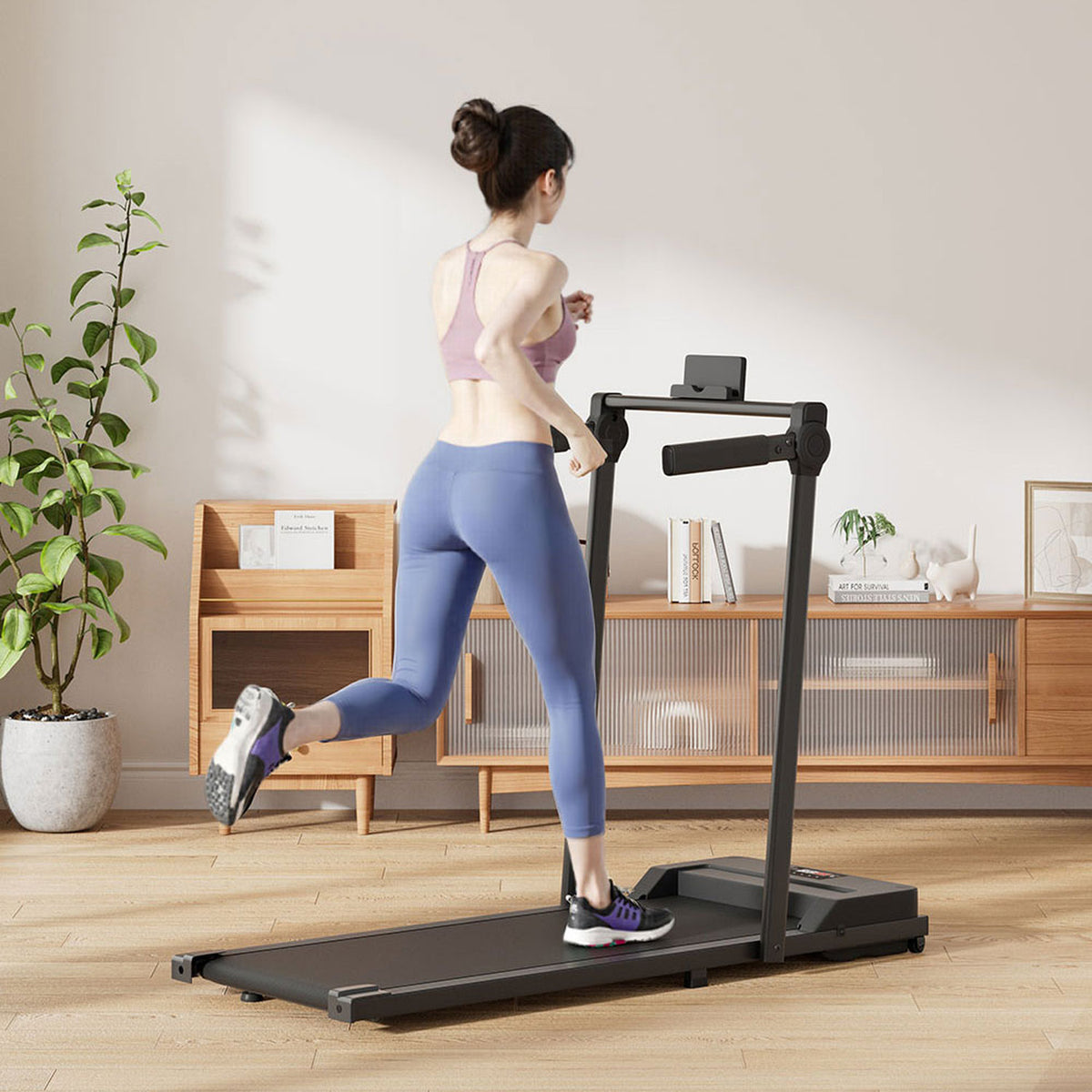 Black Foldable Walking Treadmill 6km/h