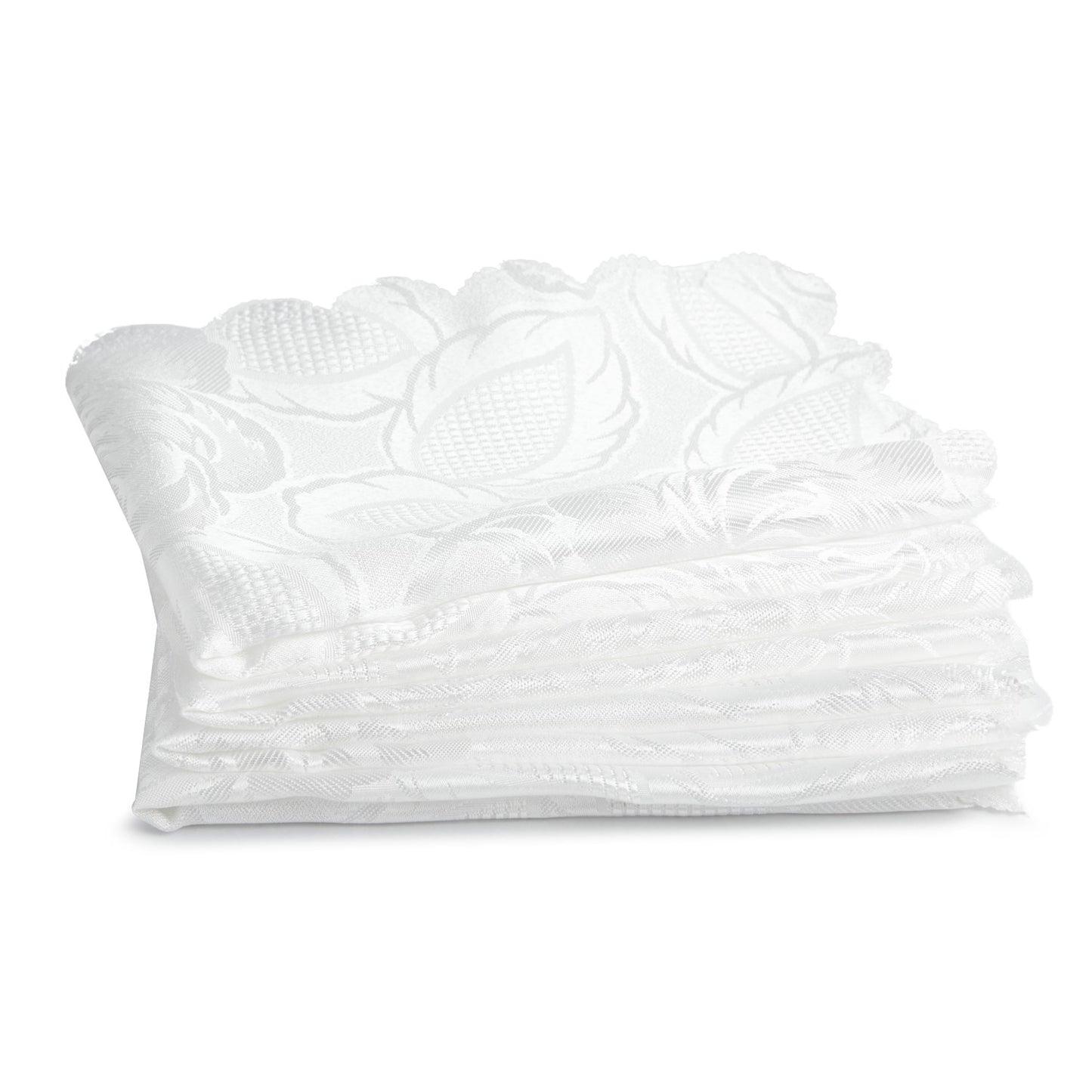 Damask Rose White Jacquard Napkins (Set of 4)