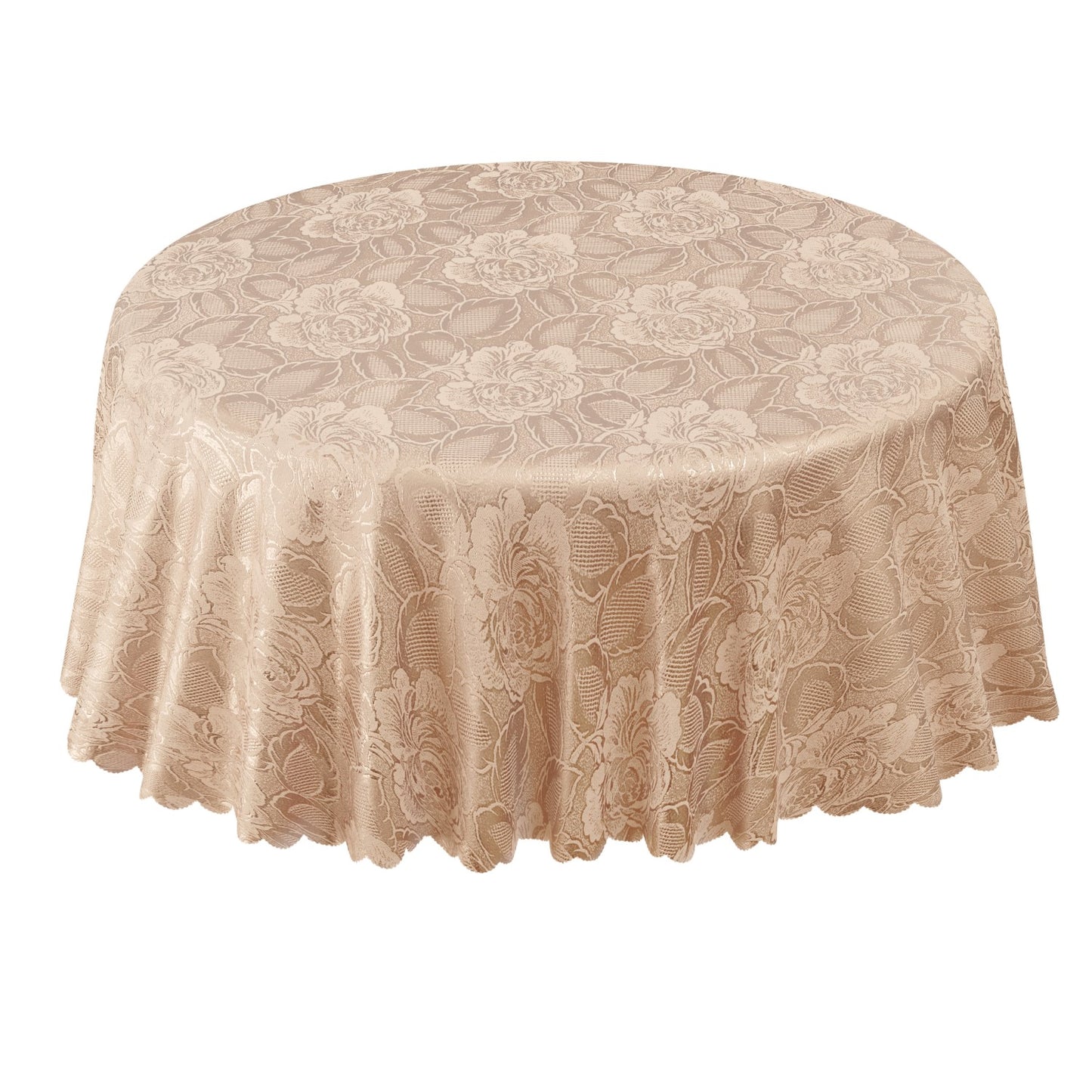 Damask Rose Brown Jacquard Table Cloth