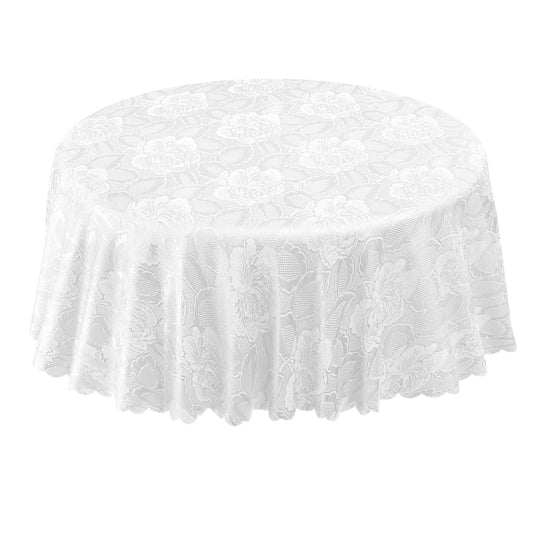 Damask Rose White Jacquard Table Cloth