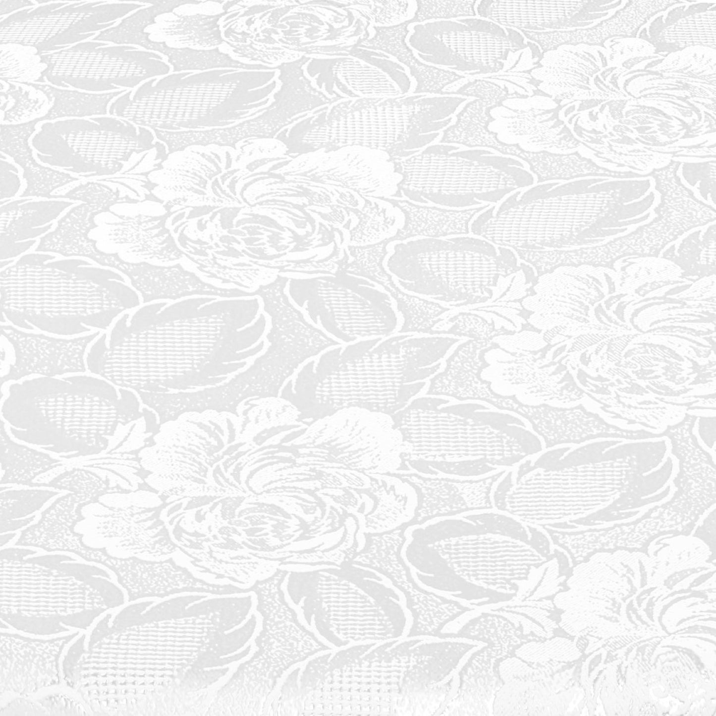 Damask Rose White Jacquard Table Cloth