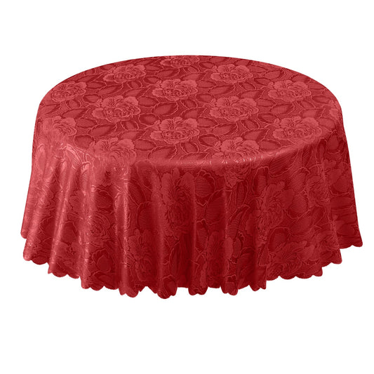 Damask Rose Red Jacquard Table Cloth