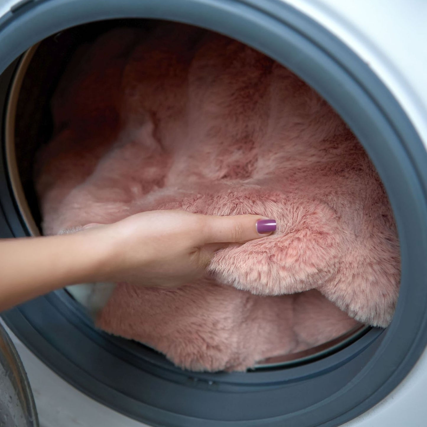 Deluxe Blush Pink Faux Rabbit Fur Room Rug