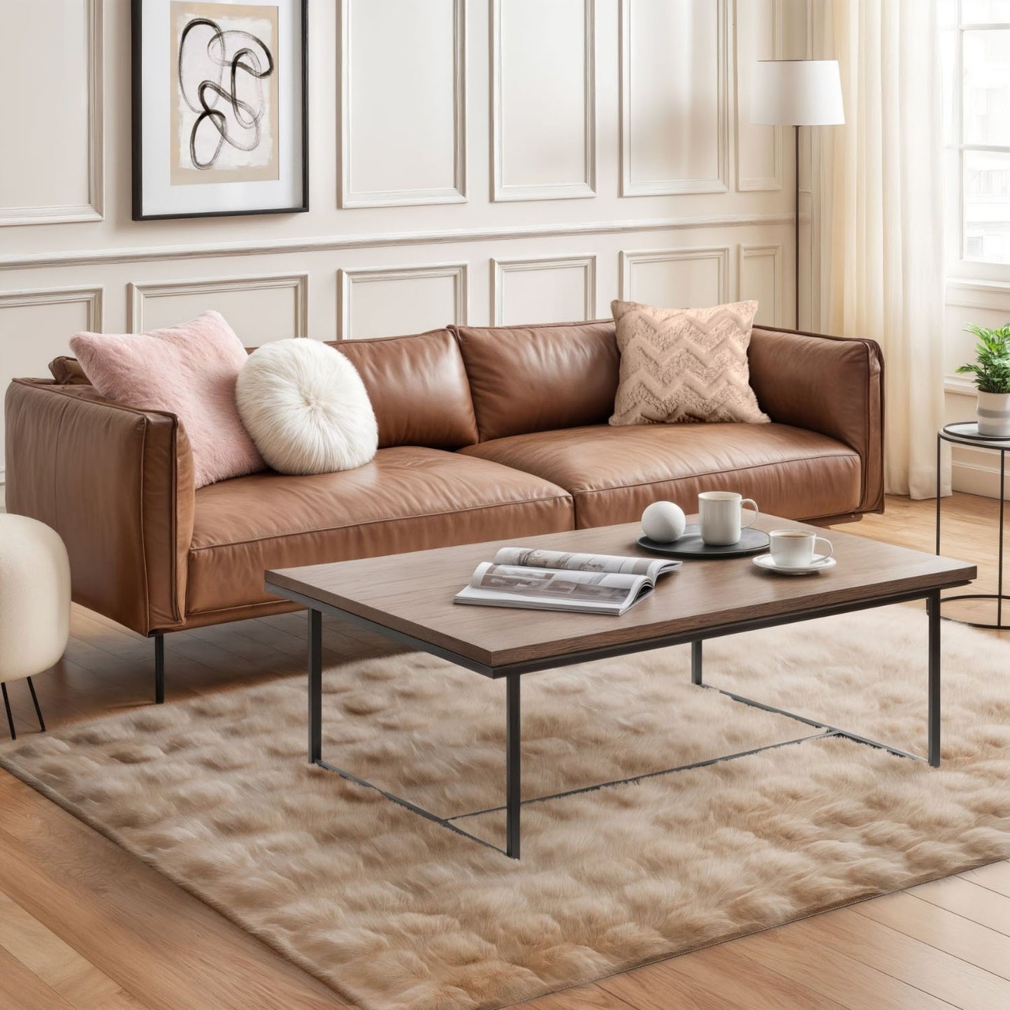 Deluxe Cappuccino Faux Rabbit Fur Room Rug