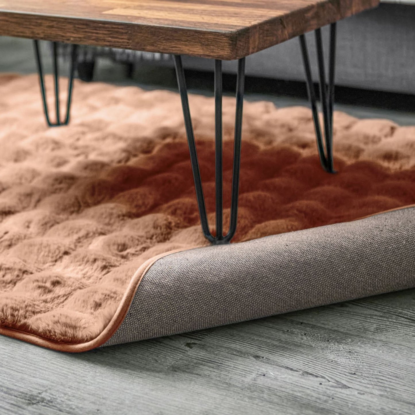 Deluxe Cappuccino Faux Rabbit Fur Room Rug