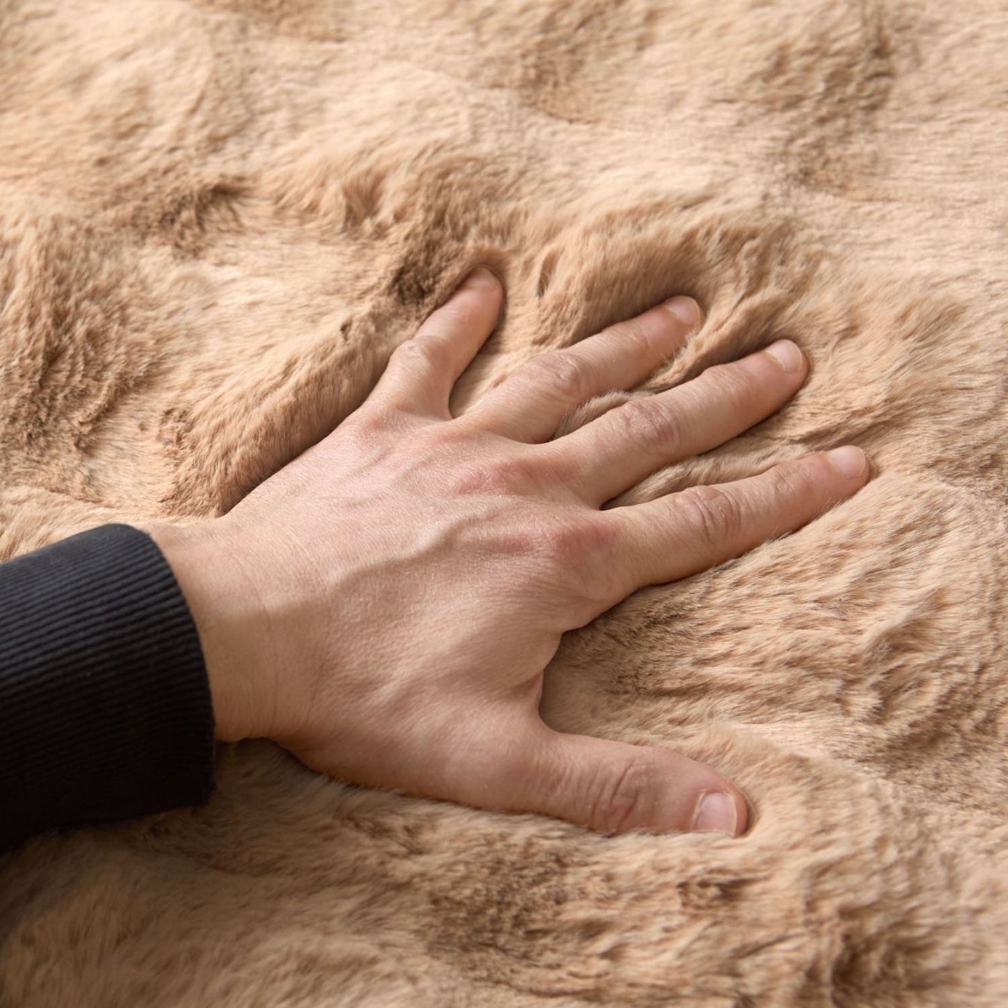 Deluxe Cappuccino Faux Rabbit Fur Room Rug