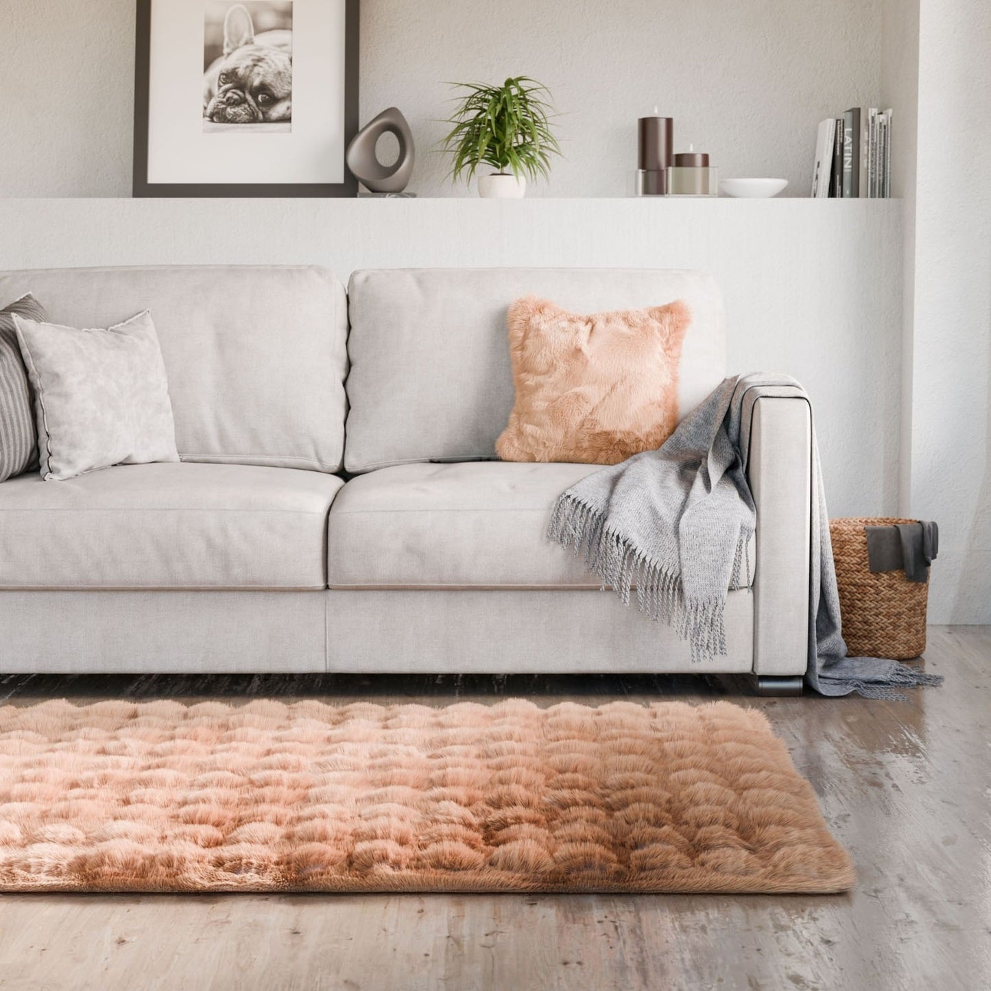 Deluxe Cappuccino Faux Rabbit Fur Room Rug