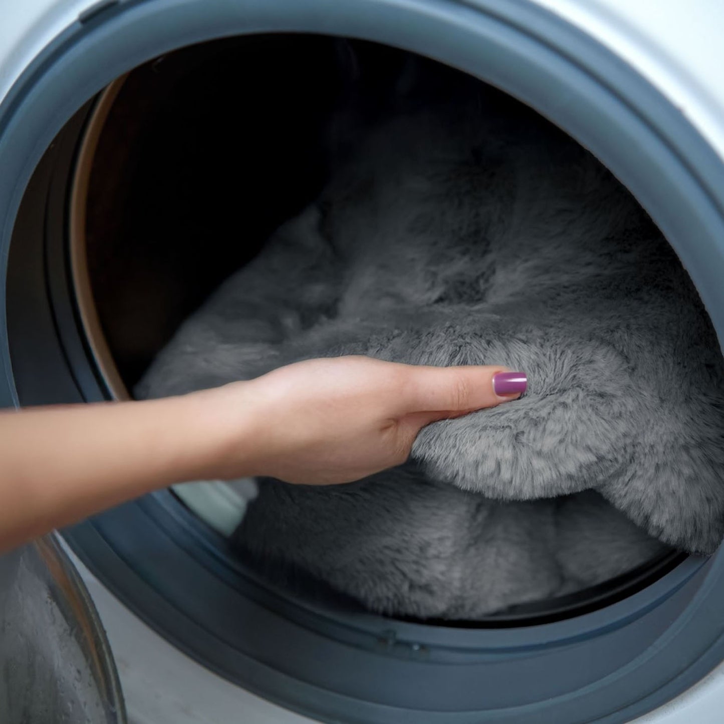 Deluxe Charcoal Faux Rabbit Fur Room Rug