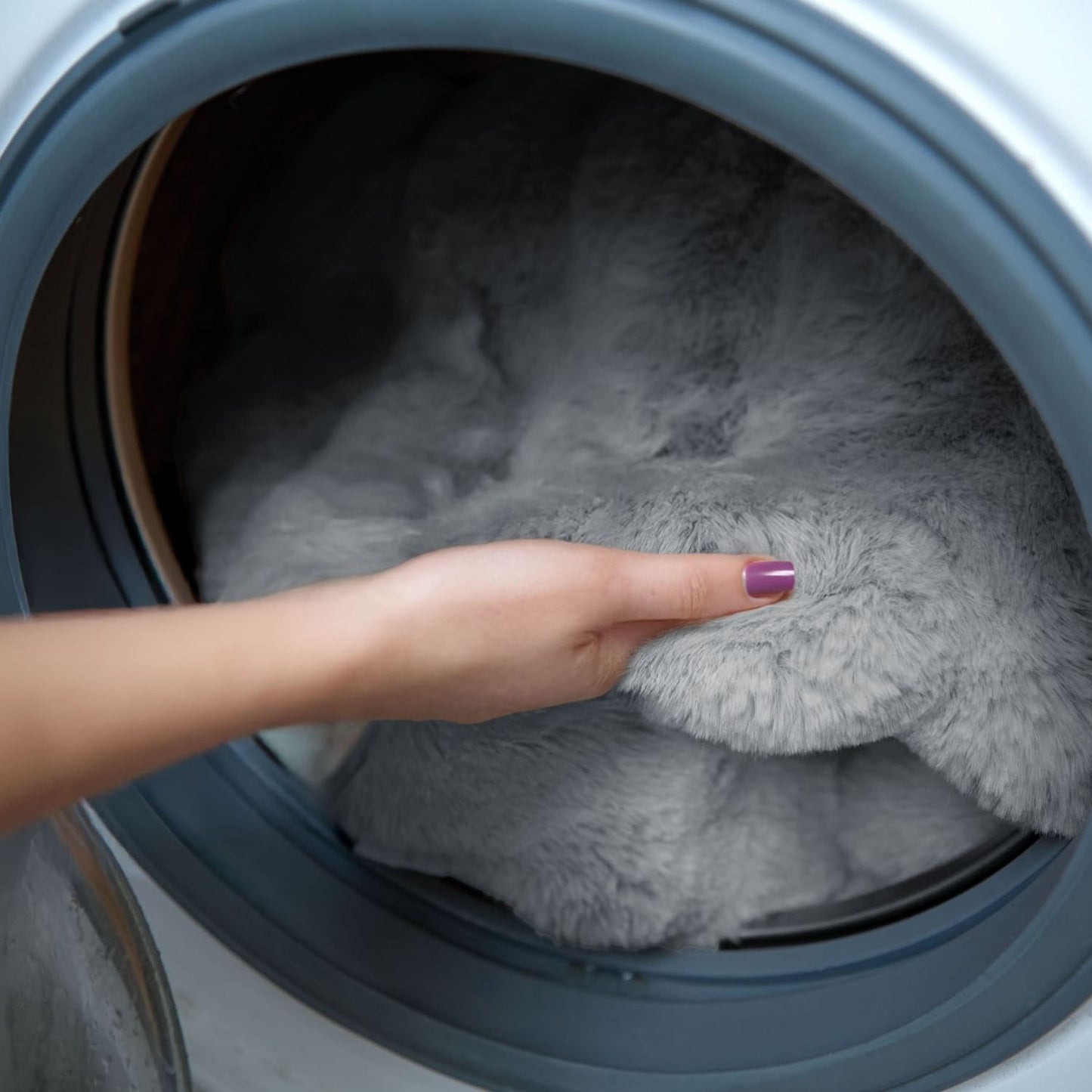 Deluxe Silver Grey Faux Rabbit Fur Room Rug