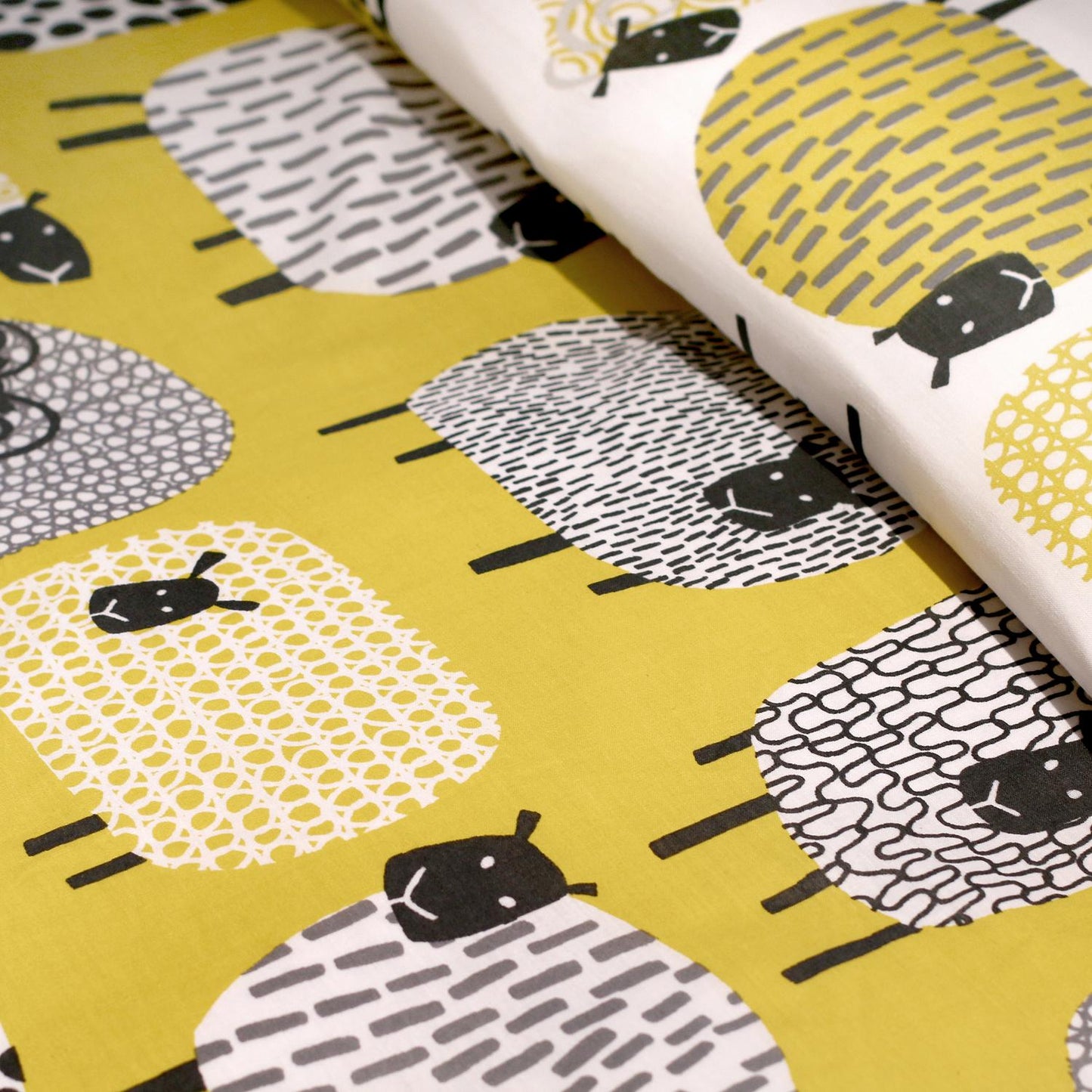 Dotty Sheep Ochre Yellow Easy Care Duvet Set