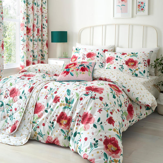 Abstract Poppy Red Reversible Duvet Set