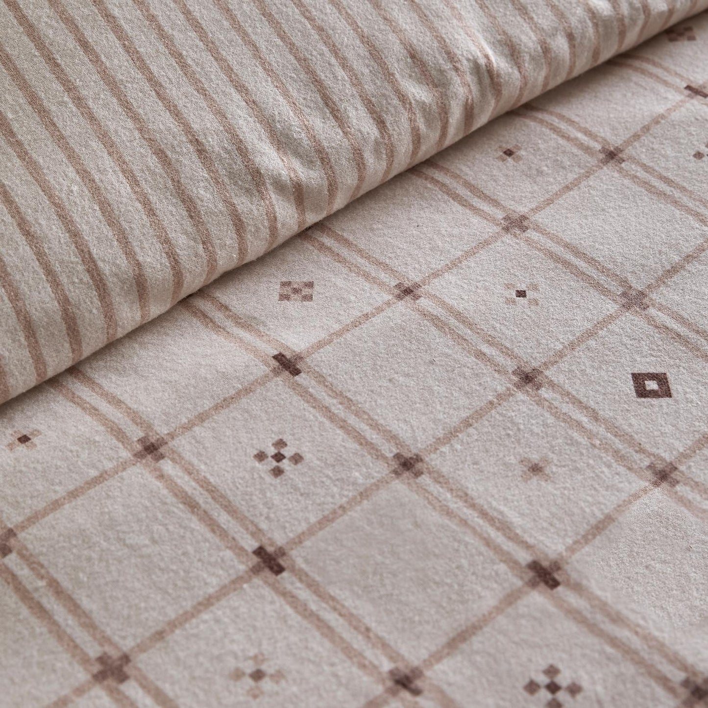 Cottage Natural Check Brushed Cotton Duvet Set