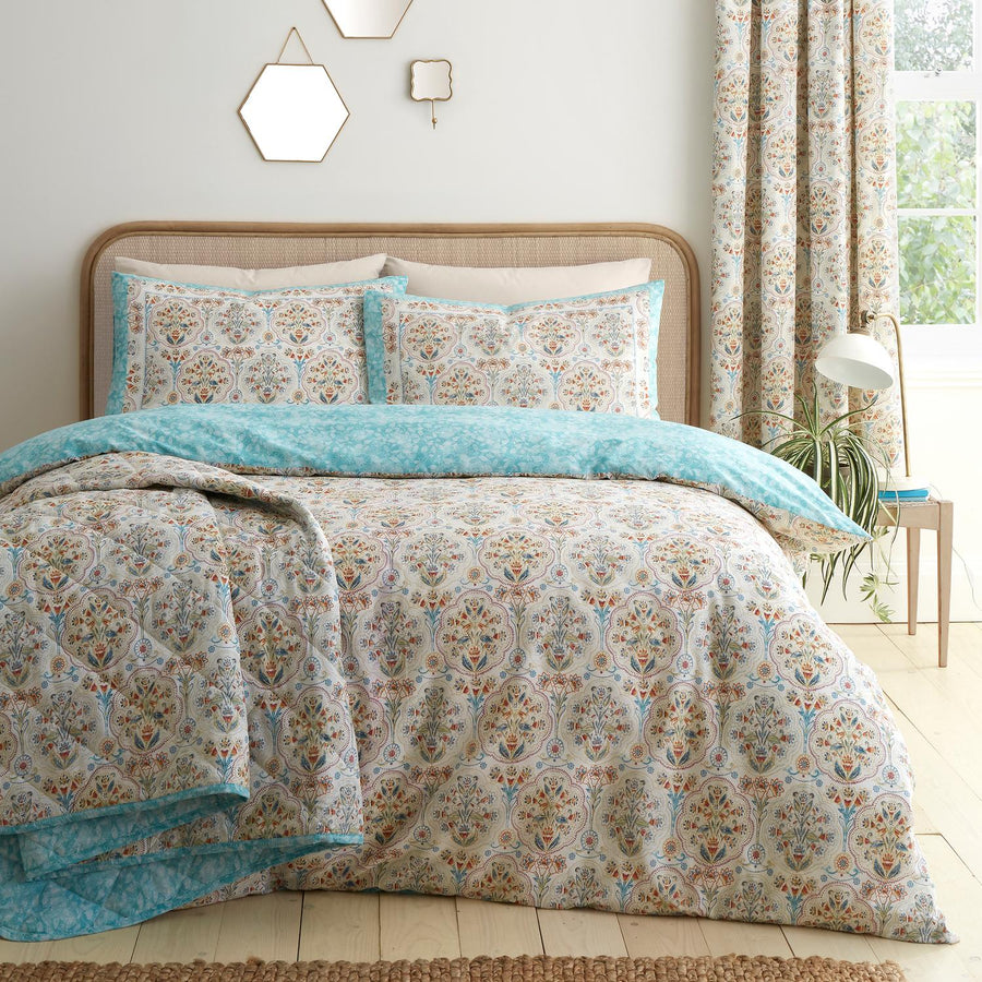 Edena Deco Floral Natural Reversible Duvet Set