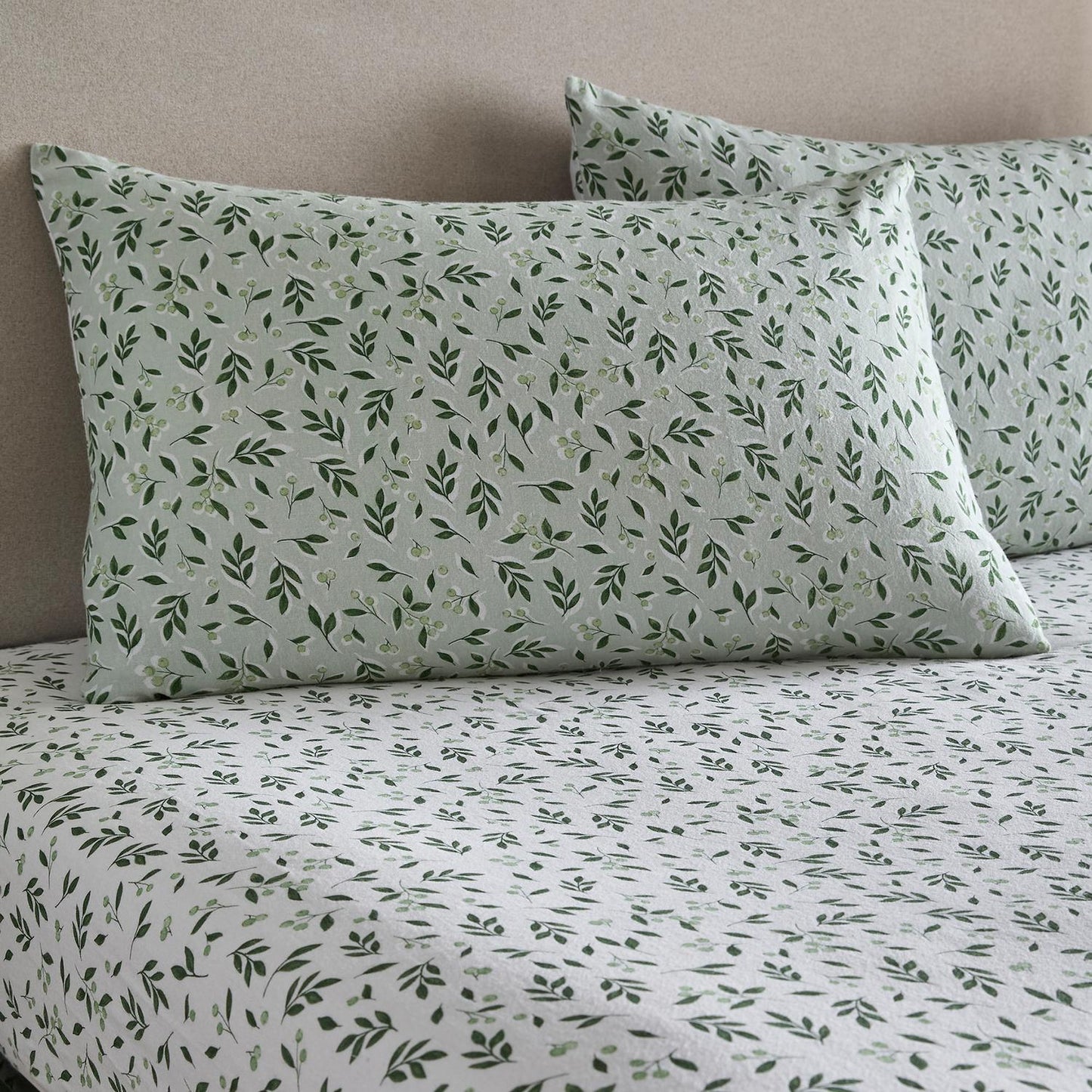 Falling Leaf Brushed Cotton Fitted Sheet
