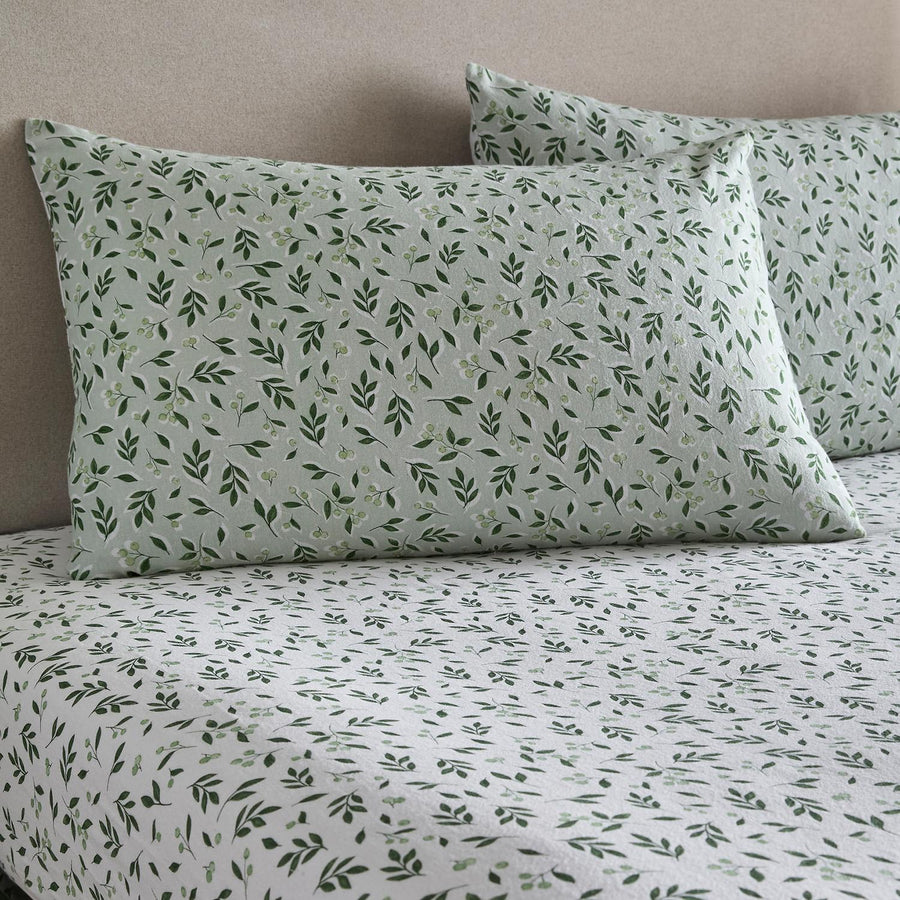 Falling Leaf Brushed Cotton Fitted Sheet