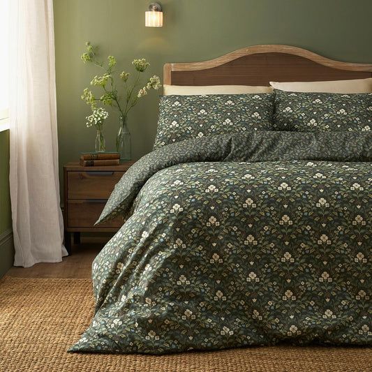 Heritage Floral Green Reversible Duvet Set