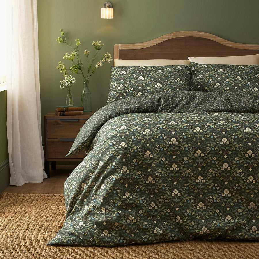 Heritage Floral Green Reversible Duvet Set