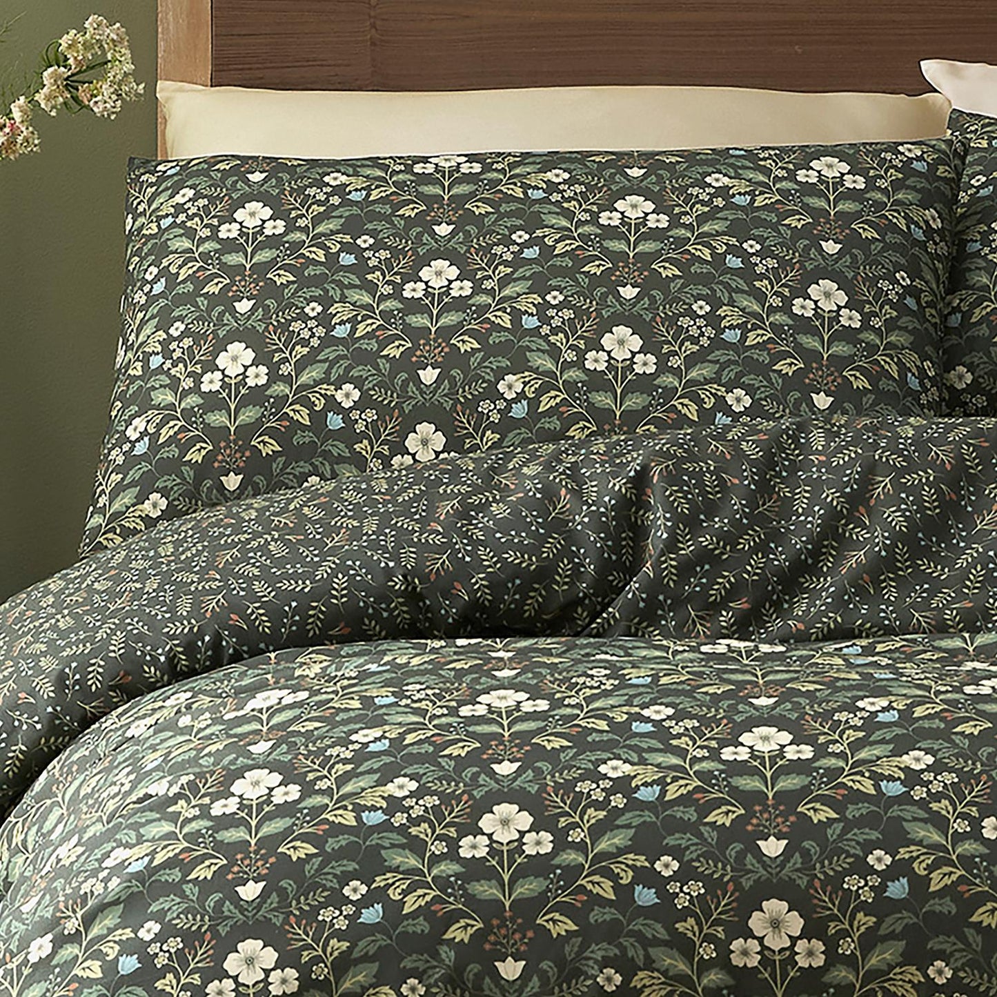 Heritage Floral Green Reversible Duvet Set